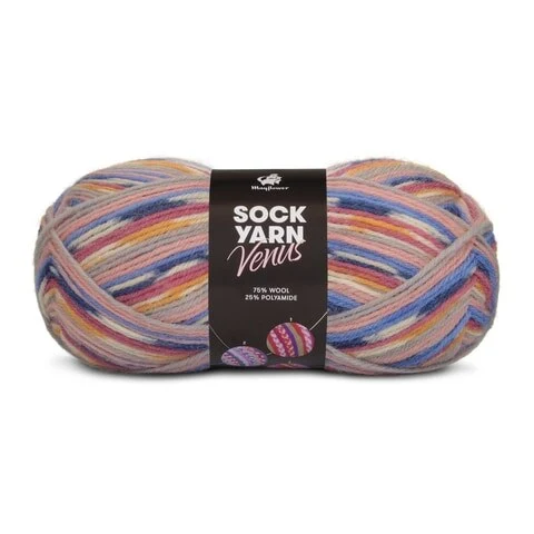 Mayflower Sock Yarn Universe Venus 06 Grå/Pudder/Kornblomst/Karry/Navy