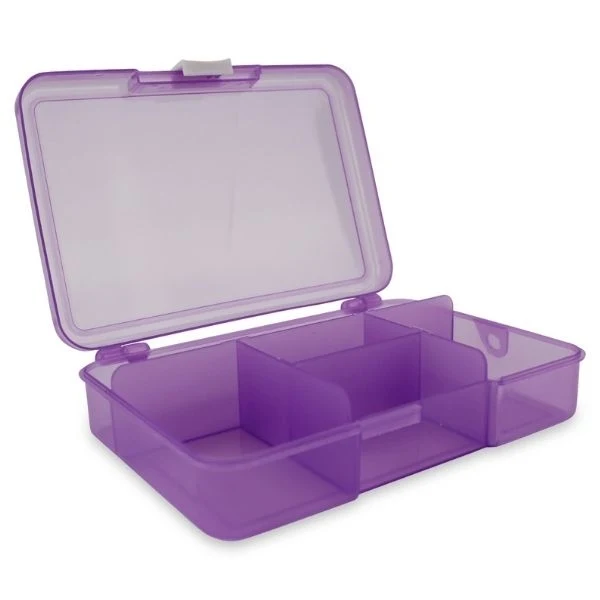 Plastboks med låg Lilla 14,5 x 10 cm, 5 rum