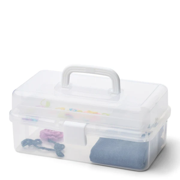 HobbyArts Plastboks med låg Transparent 30,5 x 16,5 cm, 10 rum