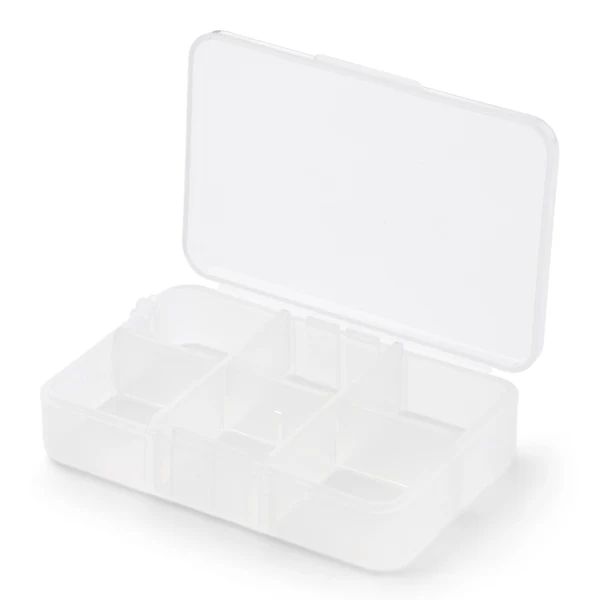 HobbyArts Plastboks med låg Transparent 8 x 5,5 cm, 6 rum