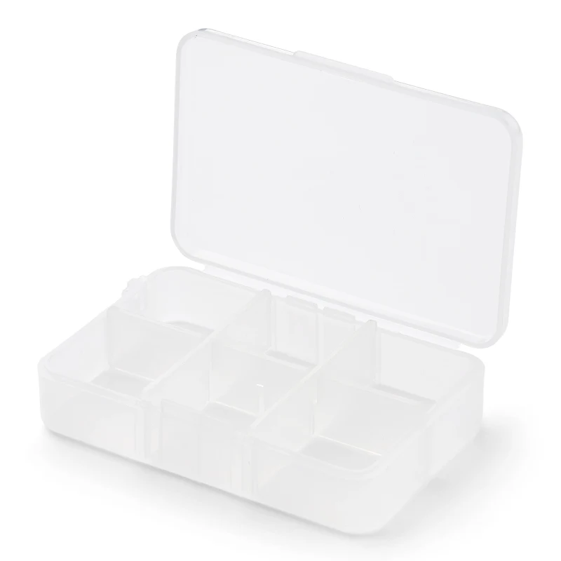 HobbyArts Plastboks med låg Transparent 8 x 5,5 cm, 6 rum