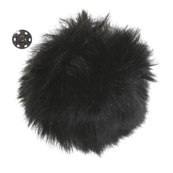 Go Handmade Pompon m. trykknap, 13 cm 17265 Sort