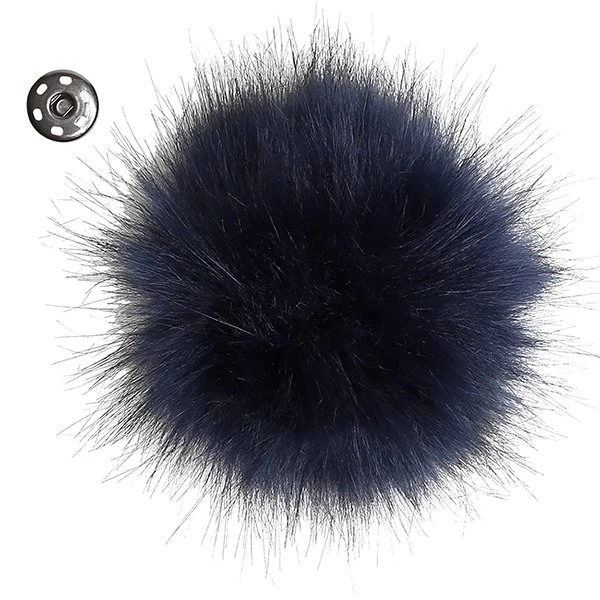Go Handmade Pompon m. trykknap, 10 cm 17270 Mørkeblå