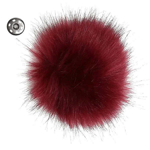 Go Handmade Pompon m. trykknap, 10 cm 17273 Burgundy