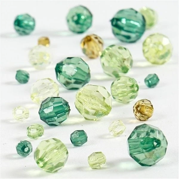 Harmoni Facetperlemix, 4-12 mm Grøn