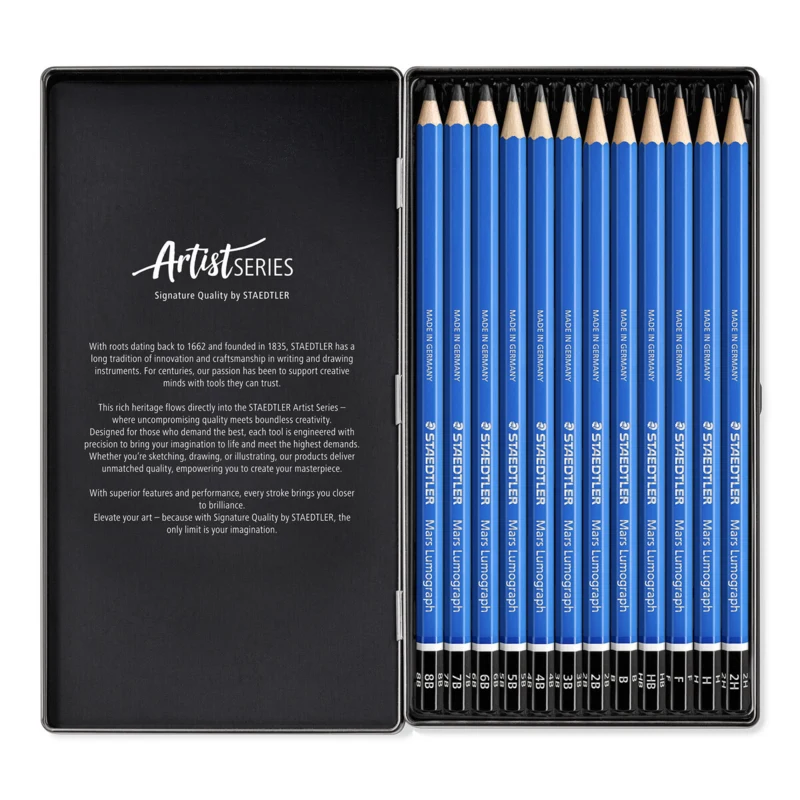 STAEDTLER Mars Lumograph Blyanter, 12 stk – Hovedbillede åben