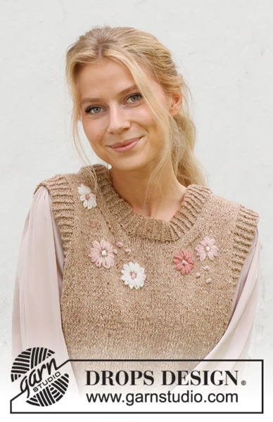 222-43 Flower Harmony Vest by DROPS Design