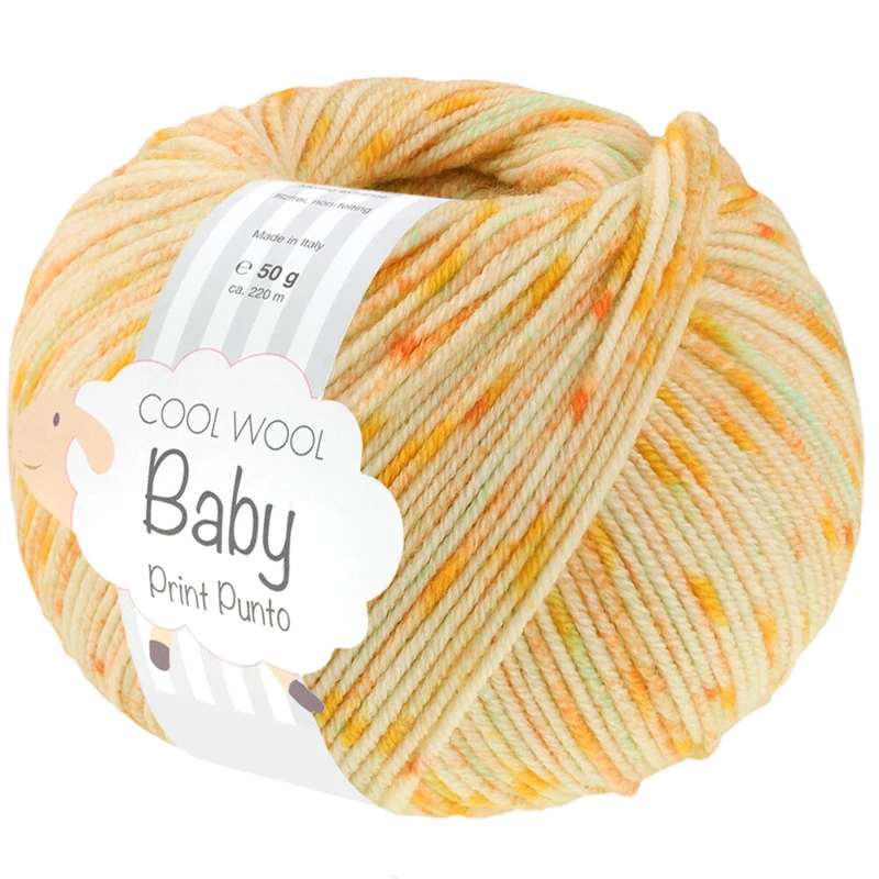 Lana Grossa Cool Wool Baby 374 Citrusgul/Gul/Turkis/Majgrøn
