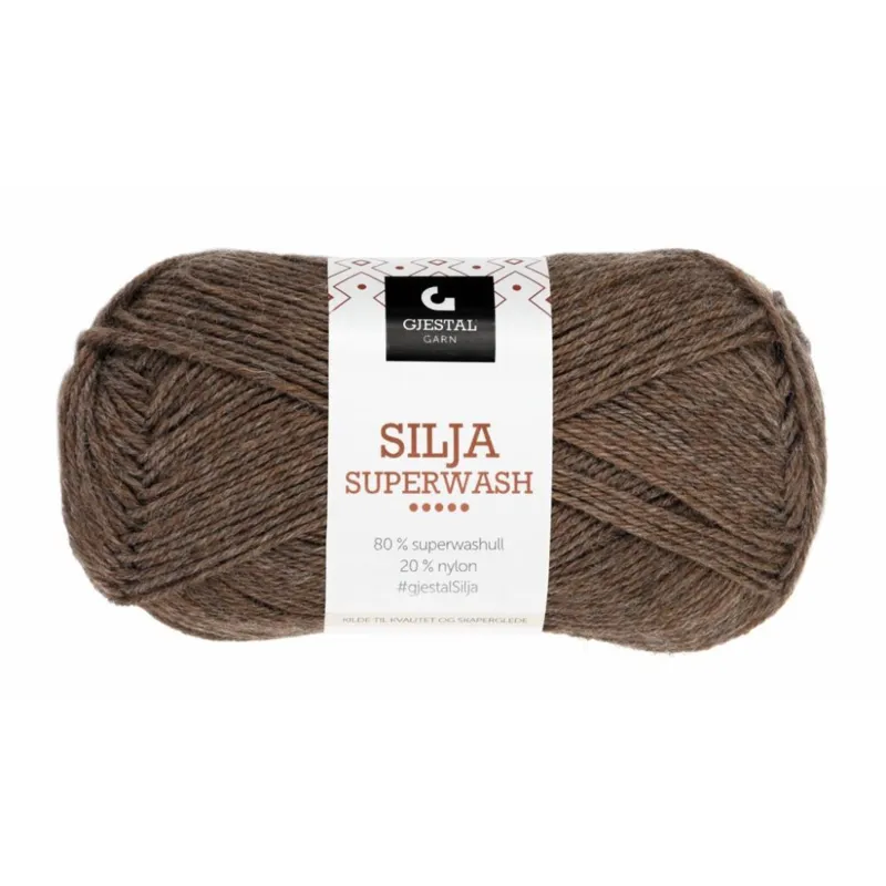 Gjestal Silja Superwash 387 Mørk brun meleret