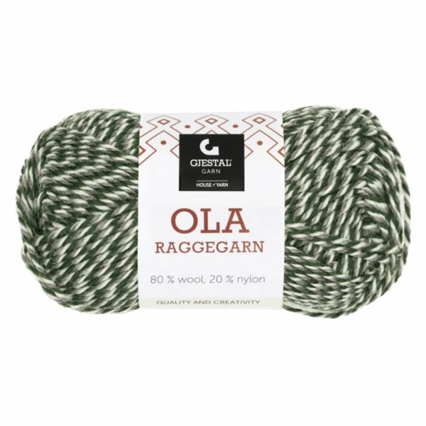 Gjestal Ola Raggegarn 717 Grå/grøn/hvid mouliné