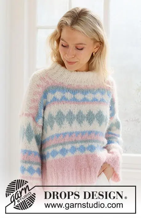 231-60 Berries and Cream Sweater by DROPS Design