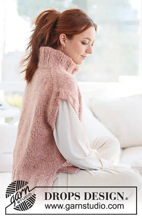 237-3 Pink Salt Vest by DROPS Design