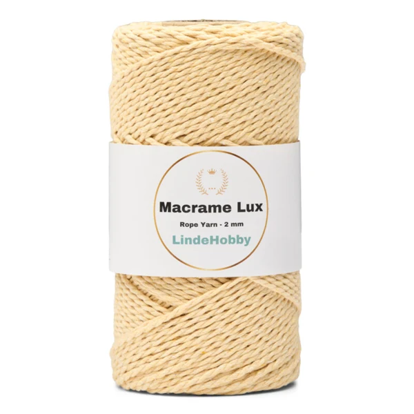 LindeHobby Macrame Lux, Knyttegarn, 2 mm 08 Lys gul