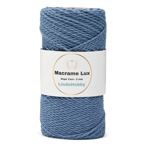 LindeHobby Macrame Lux, Knyttegarn, 2 mm 13 Blå