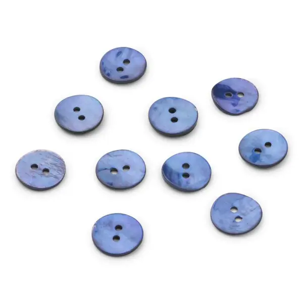 HobbyArts Perlemorsknapper, Blå, 15 mm, 10 stk