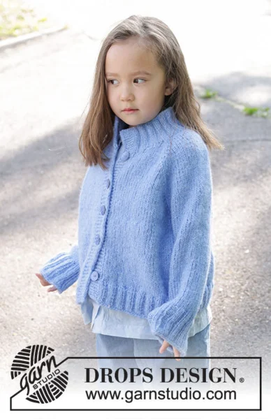 47-3 Little Cloud Blue Cardigan by DROPS Design
