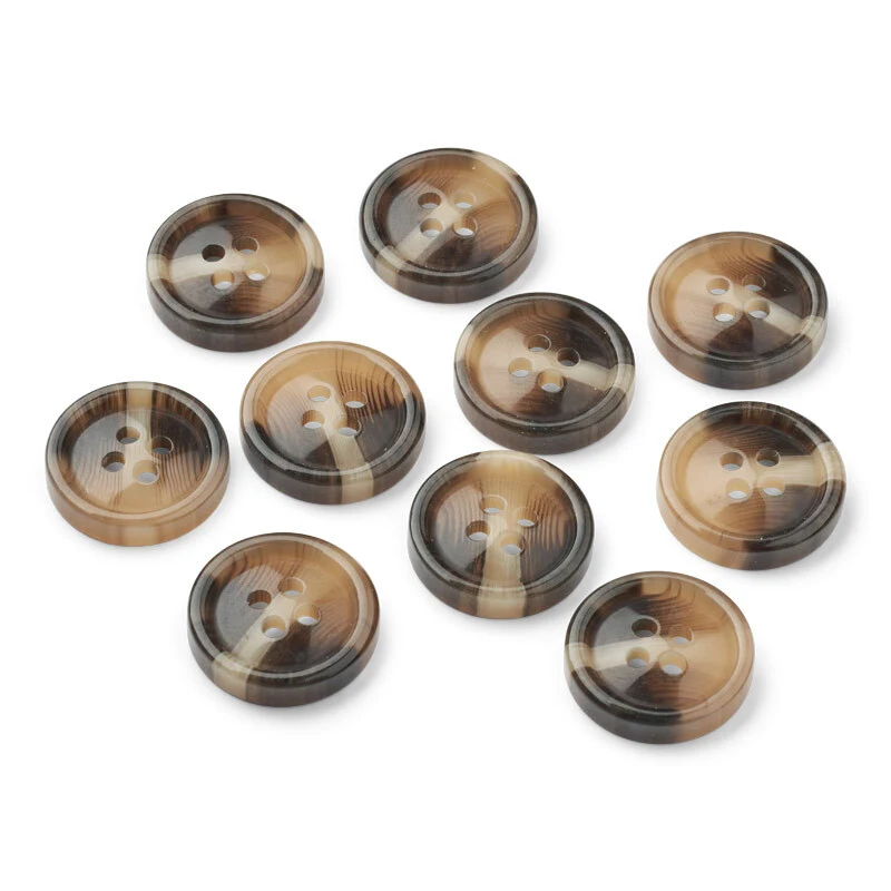 LindeHobby Brune Plastikknapper, 24 mm, 10 stk