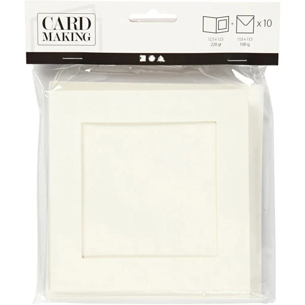 Passepartoutkort med kuvert, 12,5x12,5 cm, 13,5x13,5 cm
