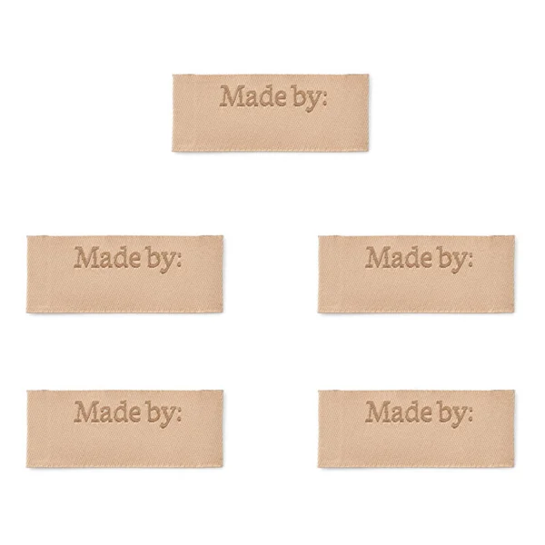 LindeHobby Labels Made By (6 cm x 2 cm), Natur, 5 stk