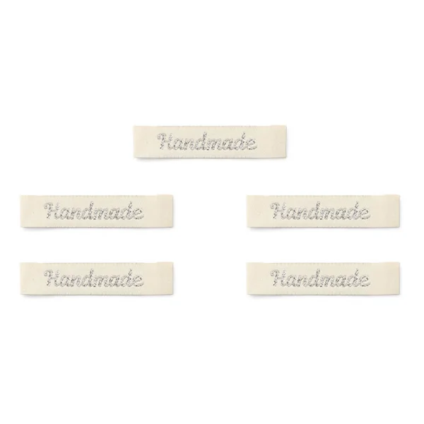 LindeHobby Handmade Label, Lang Natur, sølv, Magnolia Script
