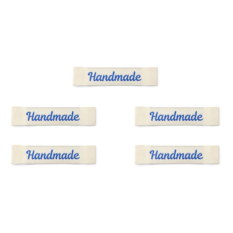 LindeHobby Handmade Label, Lang Natur, blå, Magnolia Script