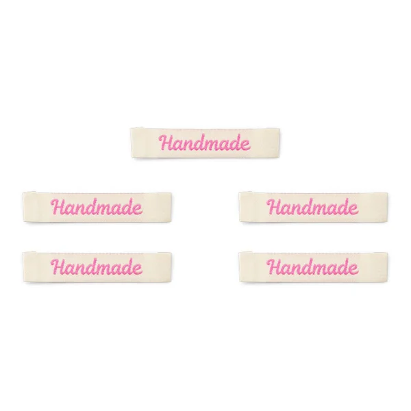LindeHobby Handmade Label, Lang Natur, lyserød, Magnolia Script