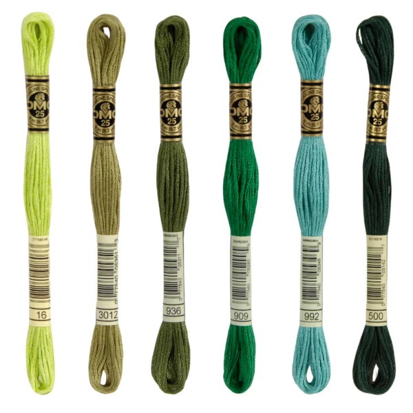 DMC Mouliné Spécial 25 Broderigarn, Ensfarvet, Grønne nuancer