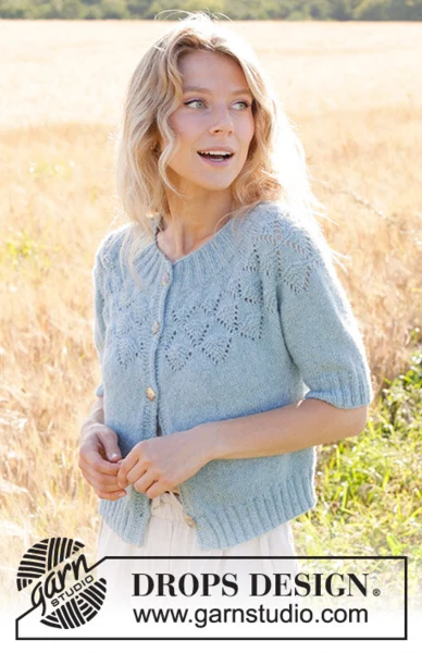 249-10 Blueberry Leaf Cardigan by DROPS Design