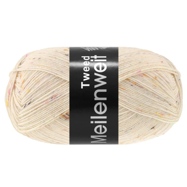 Lana Grossa Meilenweit 100 Tweed 185 Creme meleret