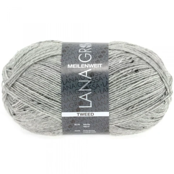Lana Grossa Meilenweit 100 Tweed 110 Gråmeleret