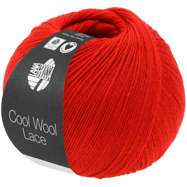 Lana Grossa Cool Wool Lace 68 Lysende rød