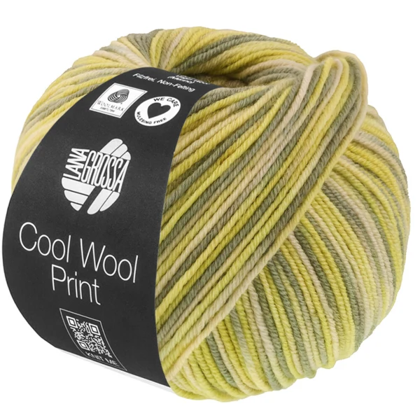Lana Grossa Cool Wool Print 843 Grønbeige/Lime/Grågrøn/Resedagrøn