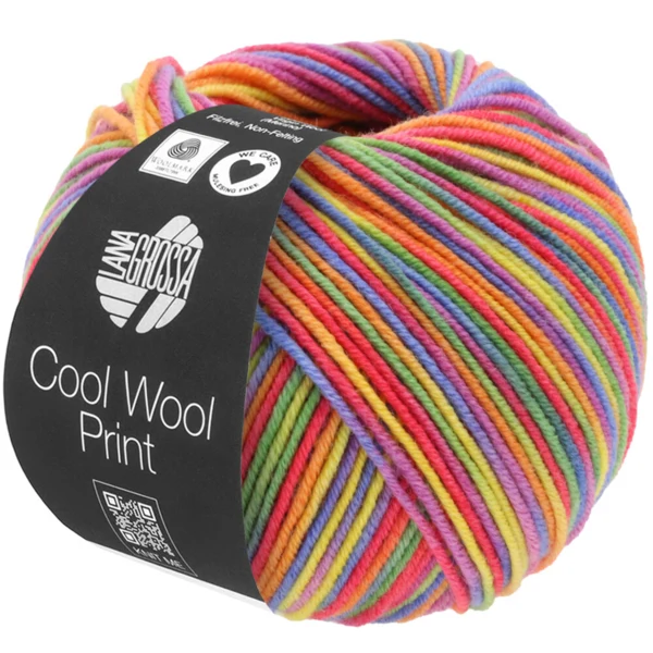 Lana Grossa Cool Wool Print 703 Lilla/Grøn/Hindbær/Orange/Gul/Blå