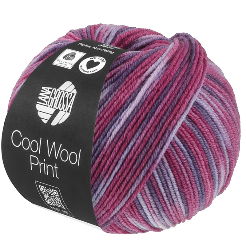 Lana Grossa Cool Wool Print 841 Lilla/Mørk fuchsia/Rødviolet