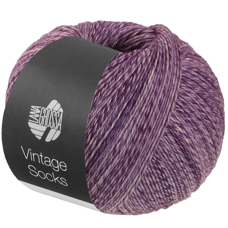 Lana Grossa Vintage Socks 1021 Mørkviolet/blomme meleret