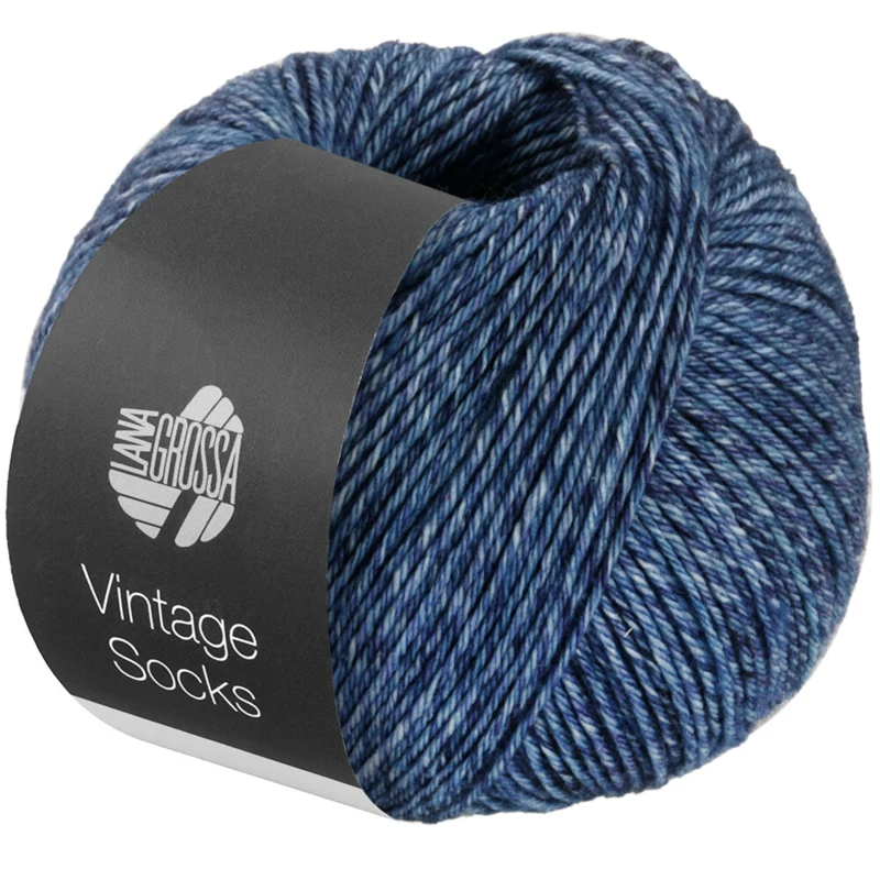 Lana Grossa Vintage Socks 1005 Jeans/gråblå/mørkeblå meleret