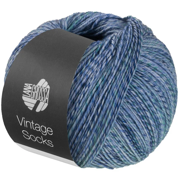 Lana Grossa Vintage Socks 1017 Lysegrå/jeans/blålilla/grågrøn meleret