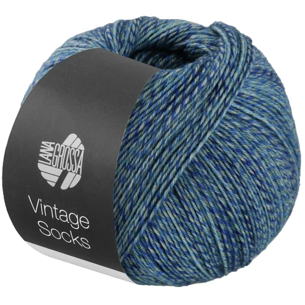 Lana Grossa Vintage Socks 1014 Marine/turkis/grå/midnatsblå meleret