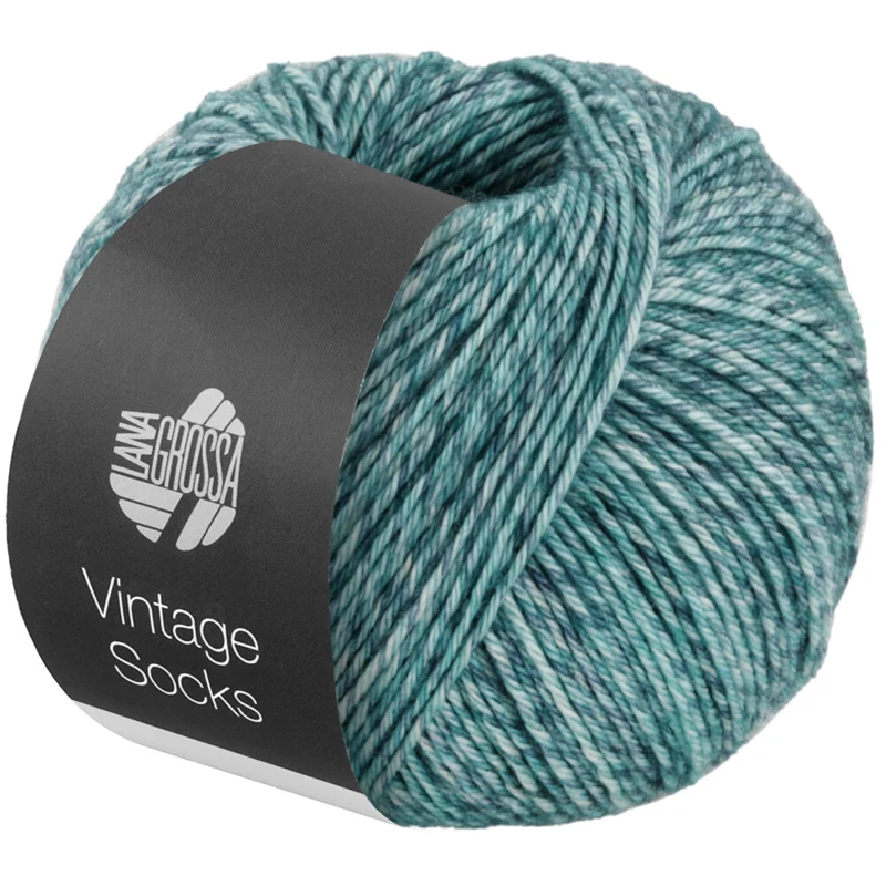 Lana Grossa Vintage Socks 1003 Mint/gråblå/jeans/petrol meleret