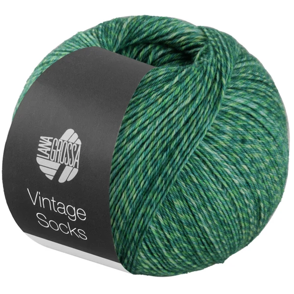 Lana Grossa Vintage Socks 1015 Mørk-/gulgrøn/petrol meleret