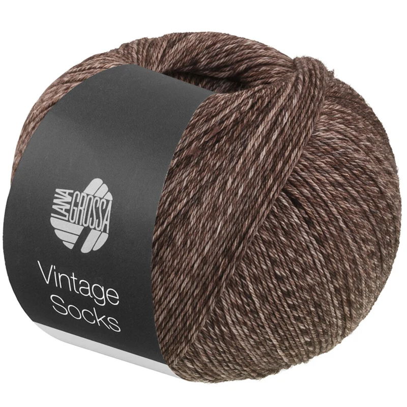 Lana Grossa Vintage Socks 1024 Gråbrun/mokka meleret
