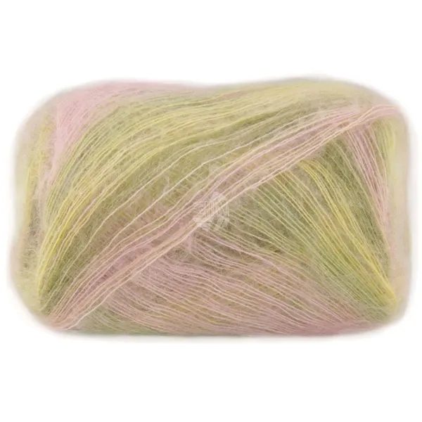 Lana Grossa Cottonhair 108 Vanilje/rosa/gammelrosa/mørk oliven/lindgrøn