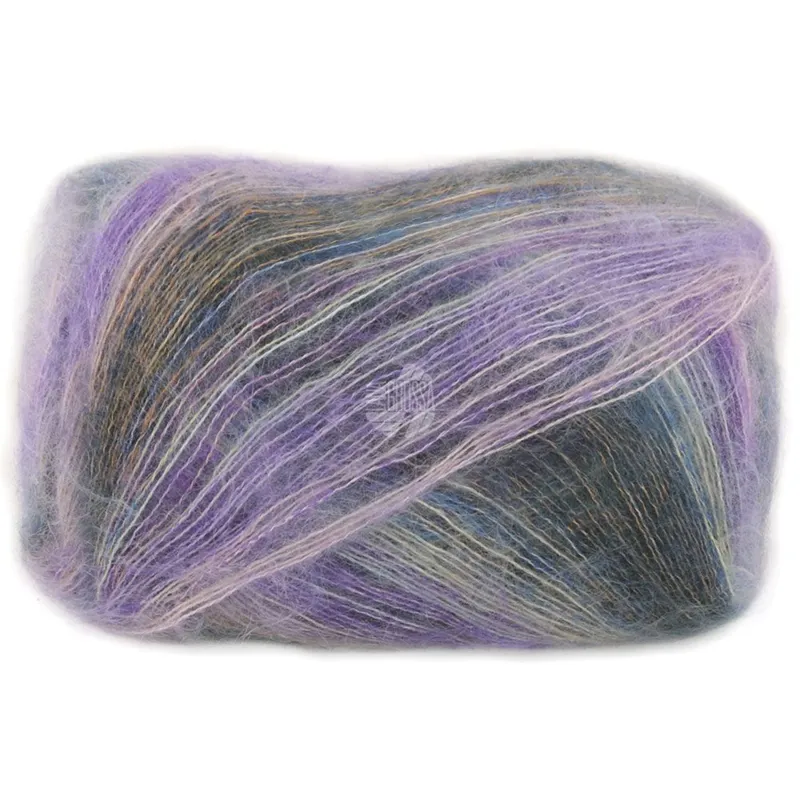 Lana Grossa Cottonhair 104 Okker/lys grå/lilla/rosé/jeansblå/antracit
