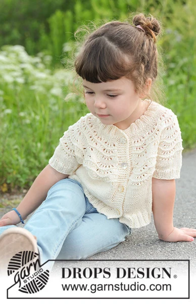 49-2 Marshmallow Morning Cardigan by DROPS Design