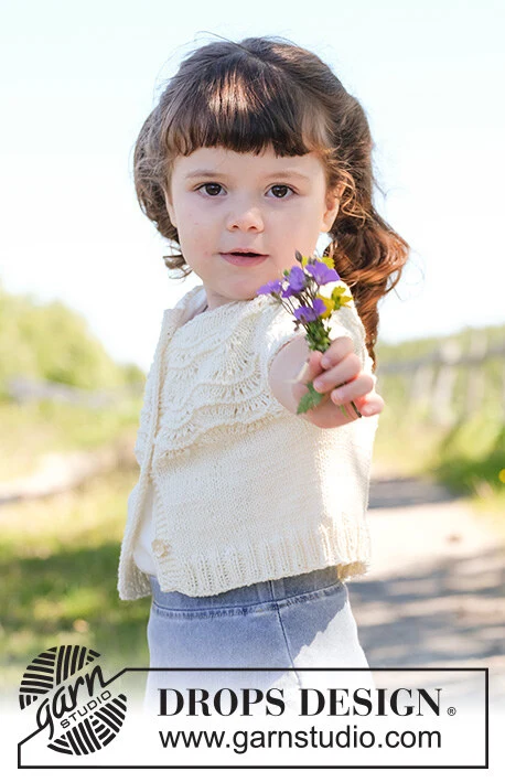 49-2 Marshmallow Morning Cardigan by DROPS Design