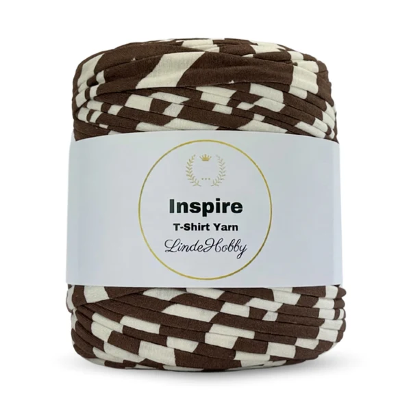 LindeHobby Inspire Print 50 Råhvid med brede mørkebrune striber