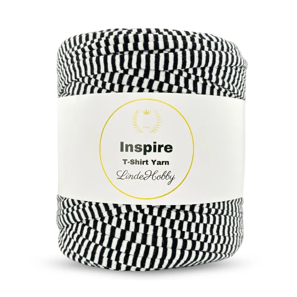 LindeHobby Inspire Print 32 Hvid med smalle sorte striber