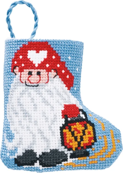 Broderikit Nisse julestrømpe 7 x 8 cm