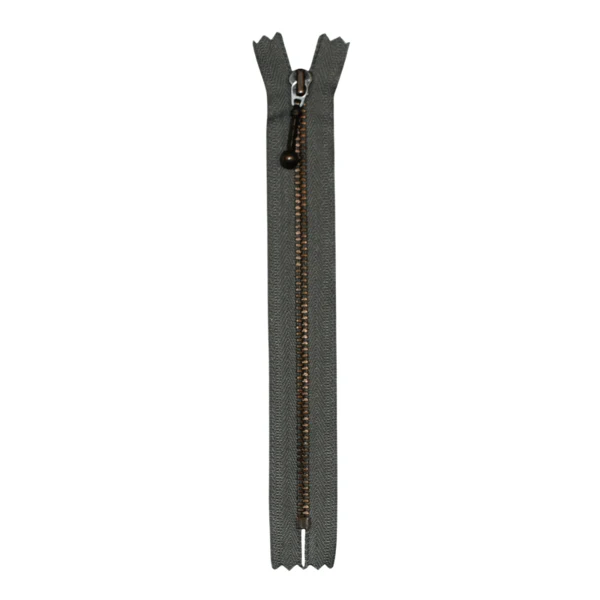 YKK Fast Lyslås Antik Messing 4 mm 14 cm 135 Mellem grå