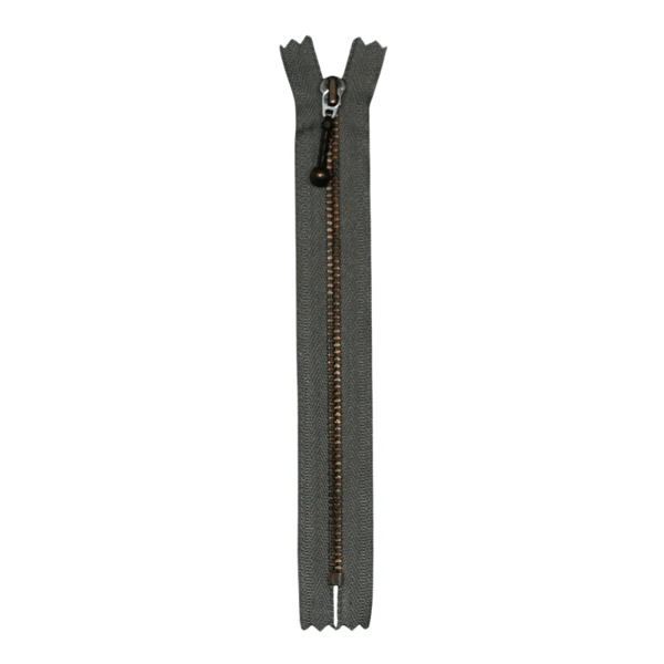 KK Fast Lynlås Antik Messing 4 mm 17 cm 135 Mellem grå